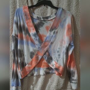 Flirtitude Multicolor Tie-Dye Cross-Back Sweater Women's